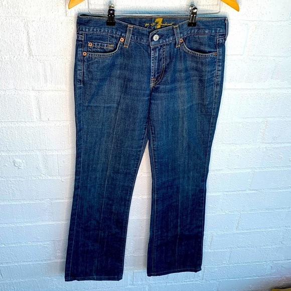 7 For All Mankind Bootcut Low Rise Dark Blue Denim Jeans sz 29 - Picture 1 of 6